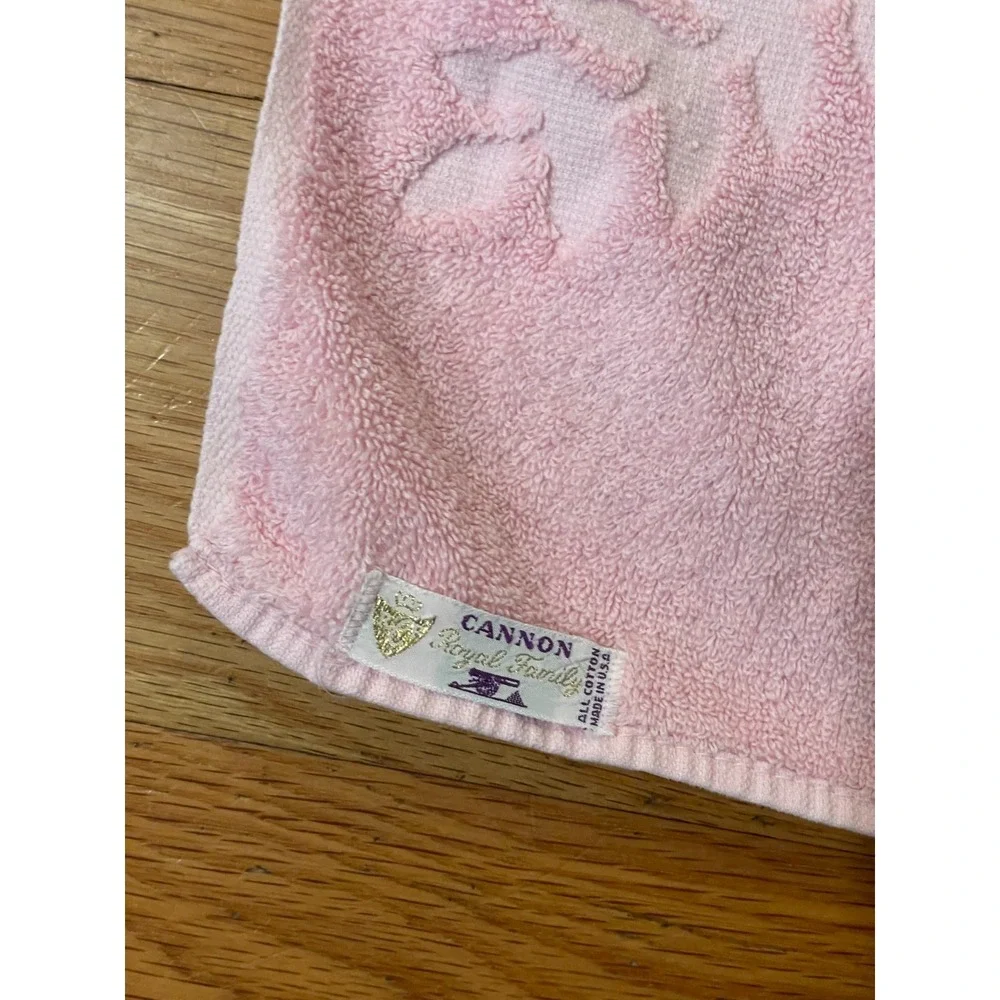 Vintage Cannon Pink‎ Fig Leaf 4 Hand Towel Set Sculpted Textured Cotton USA